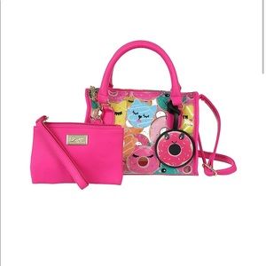 NWT Betsey Johnson cat doughnut purse & pouch